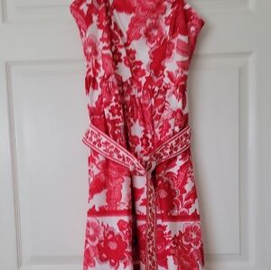 Joie Vibrant Red and White Floral Midi Dress